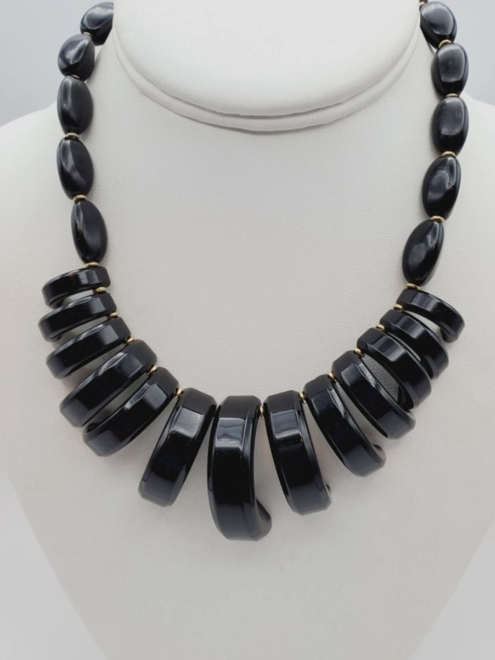 Napier Black Glossy Graduated Bead Necklace